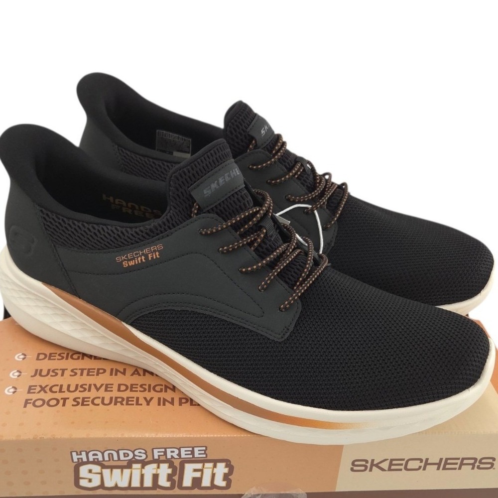 Skechers Hands Free Swift Fit Sneakers Mens 9.5 Black Slip On Cushion Shoes NEW